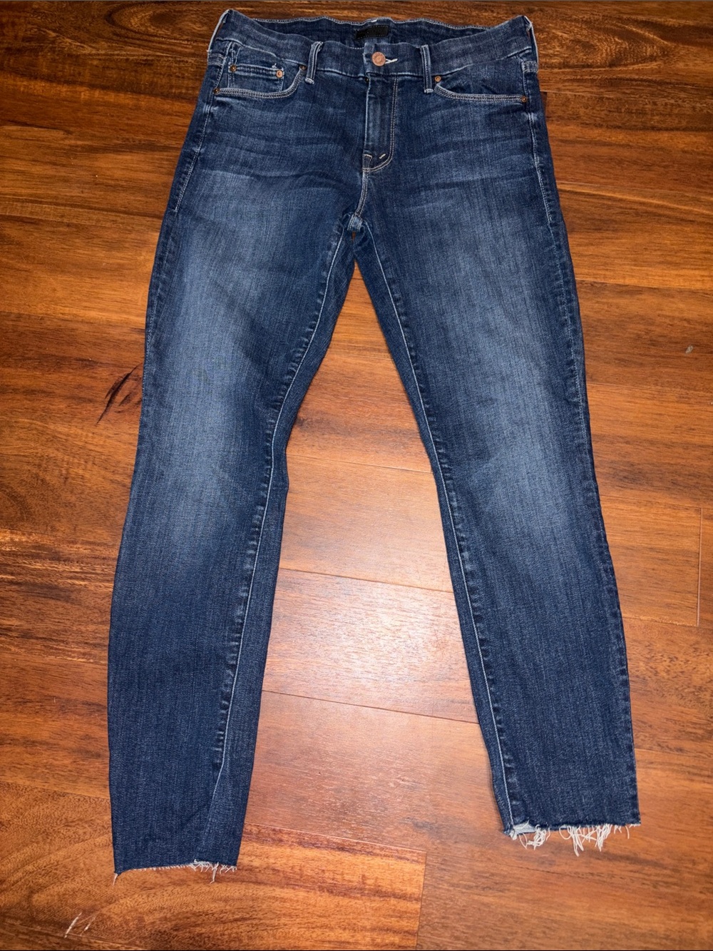MOTHER Skinny Jeans Size 29 The Looker Dark Blue Wash Ankle Fray Denim